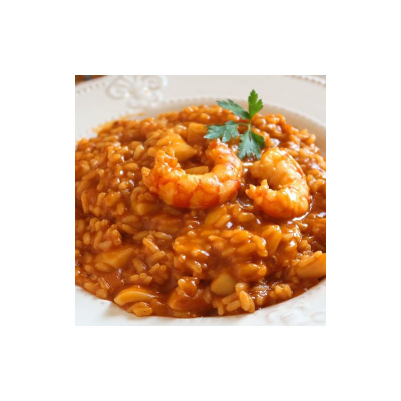 Arroz bomba caldoso de marisco